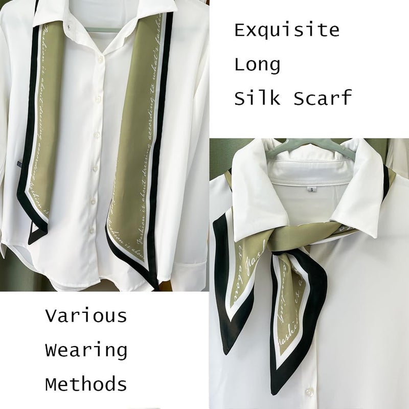FONYVE Silk Head Scarf for Hair Fashion Headwrap for Women Lightweight Neck Tie - Image 5